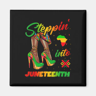 Stap in Juneteenth Afro Vrouw Zwart Meisjes Zon Magneet