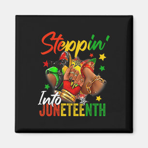 Stap in Juneteenth Afro Vrouw Zwart Meisjes Zon Magneet