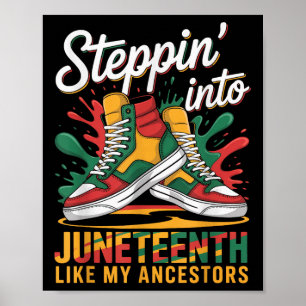 Stap in Juneteenth Afro Vrouw Zwart Meisjes Zon Poster
