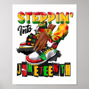 Stap in Juneteenth Afro Vrouw Zwart Meisjes Zon Poster
