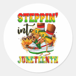 Stap in Juneteenth Afro Vrouw Zwart Meisjes Zon Ronde Sticker