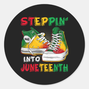 Stap in Juneteenth Afro Vrouw Zwart Meisjes Zon Ronde Sticker