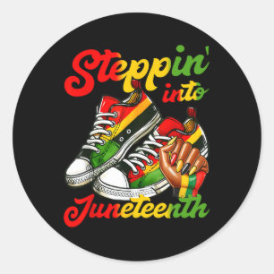 Stap in Juneteenth Afro Vrouw Zwart Meisjes Zon Ronde Sticker