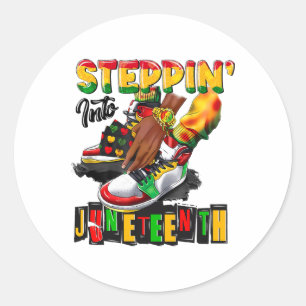 Stap in Juneteenth Afro Vrouw Zwart Meisjes Zon Ronde Sticker