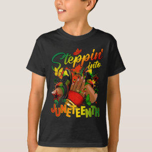 Stap in Juneteenth Afro Vrouw Zwart Meisjes Zon T-shirt