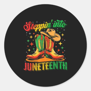 Stap in Juneteenth Boots Afrikaanse Afro vrouw Ronde Sticker