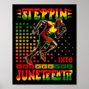 Stap in Juneteenth Trots Afro Man Running Run Poster