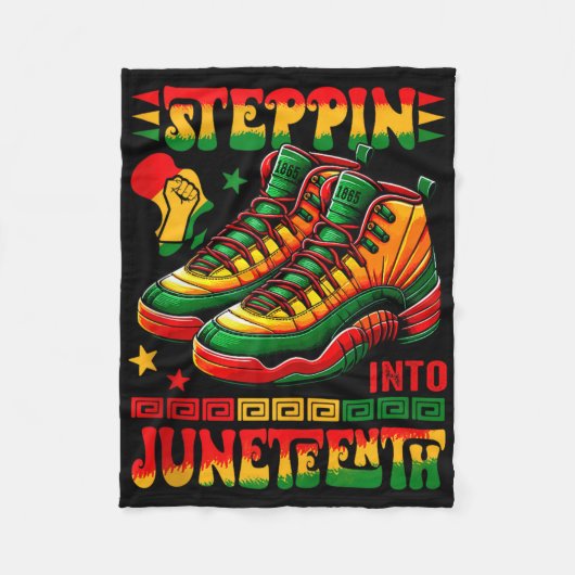 Stap in Juneteenth Trots Afro Matching Running Fleece Deken (Voorkant)