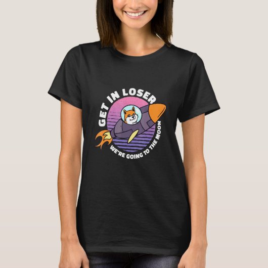 Stap in Loser Crypto Shibi naar de maan Rocket S T-shirt (Voorkant)