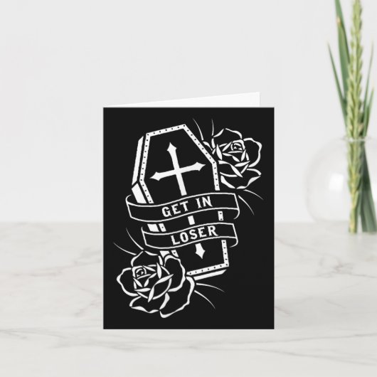Stap in Loser Punk Gothic Tattoo Coffin Kaart (Voorkant)