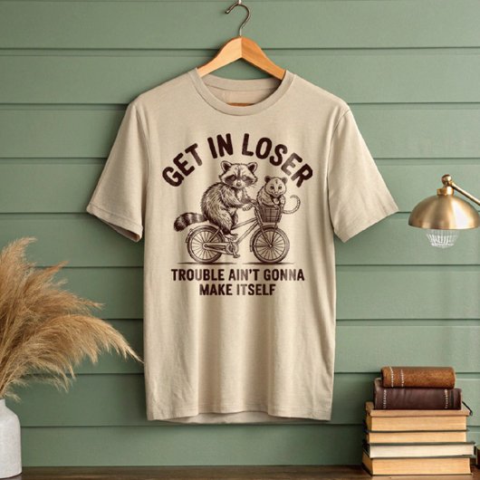 Stap in Loser Raccoon Opossum Fiets T-shirt