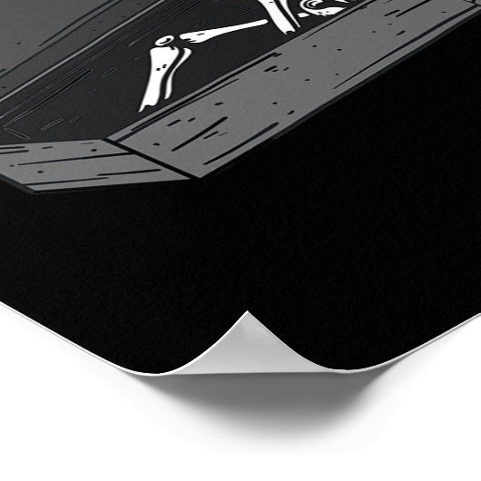 Stap in Loser Skelet in Coffin Halloween Fun Manne Poster (Hoek)
