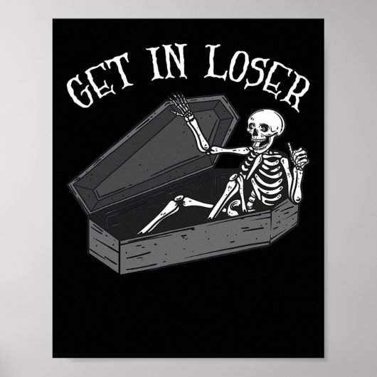 Stap in Loser Skelet in Coffin Halloween Fun Manne Poster (Voorkant)