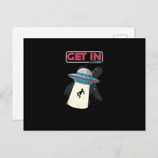 Stap in Loser UFO Space Ship Alien Abduction Feestdagenkaart (Voorkant / Achterkant)