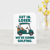 Stap in Loser We gaan golfen Funny Retro Golf Kaart (Gele Bloem)