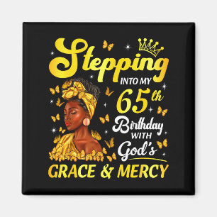 Stap in mijn 65e verjaardag Christelijke Afro Vrou Magneet