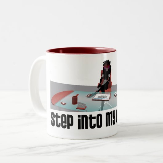 "Stap in mijn kantoor" mok (Voorkant links)