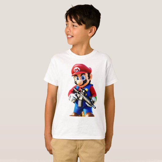 "Stap in Retro Coolness met onze White Mario Pri T-shirt (Voorkant volledig)