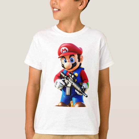 "Stap in Retro Coolness met onze White Mario Pri T-shirt (Voorkant)