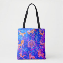 Stap in stijl met deze blauwe + paarse tote bag