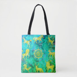 Stap in stijl met deze groen + goud tote bag