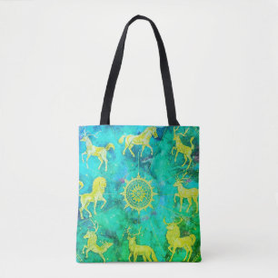 Stap in stijl met deze groen + goud tote bag