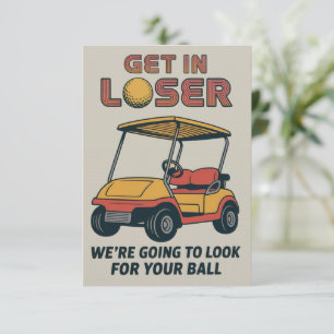 Stap In Verliezer Vintage Grappige Golfkar Golfend Kaart
