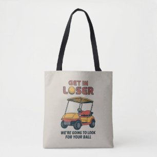 Stap In Verliezer Vintage Grappige Golfkar Golfend Tote Bag