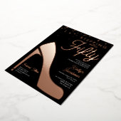 Stap in vijftig 50ste Verjaardagsfeestje Hoge hakk Folie Feestdagenkaart (Gedraaid)