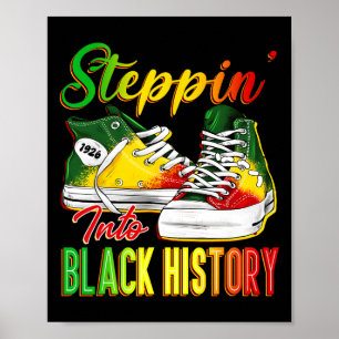 Stap in zwarte geschiedenis maand Afro zwarte snea Poster