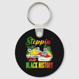 Stap in zwarte geschiedenis maand Afro zwarte snea Sleutelhanger