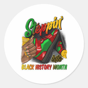 Stap in zwarte geschiedenis maand zwarte meisjes s ronde sticker