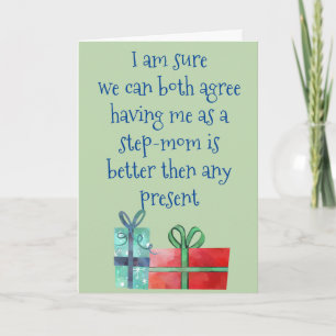 Stap-mam aan stap-zoon, slopende kerst feestdagen kaart