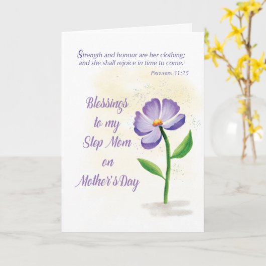 Stap mama op Moederdag Blessing Violet Flower Kaart (Gele Bloem)