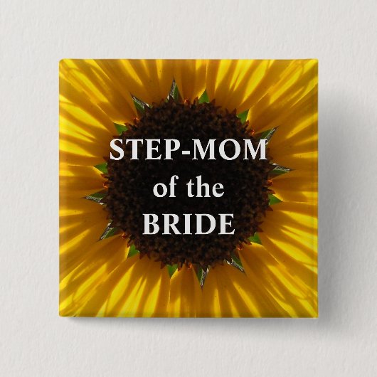 Stap mama van de zonnebloem vierkante button 5,1 cm (Voorkant)