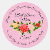 Stap Moeder Bonus Mam Moederdag Ronde Sticker (Voorkant)
