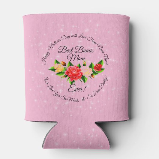 Stap Moeder Bonus mama Moederdag Blikjeskoeler (Achterkant)