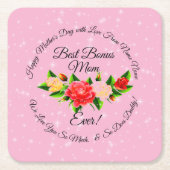 Stap Moeder Bonus mama Moederdag Kartonnen Onderzetters (Voorkant)