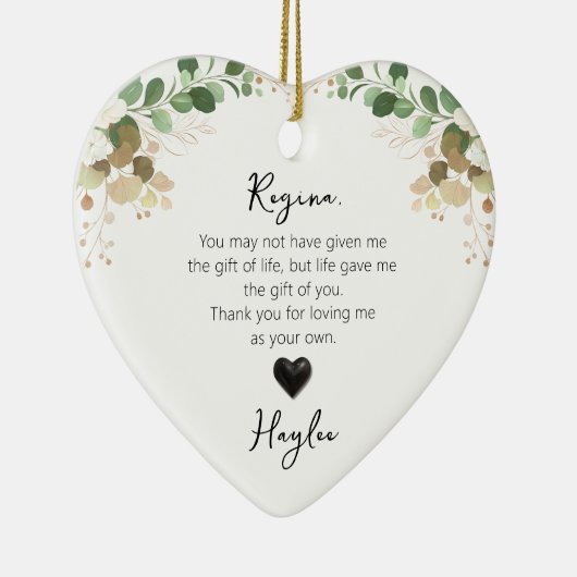 Stap Moeder van de bruid Groene Bloemen Waterverf Keramisch Ornament (Rechts)