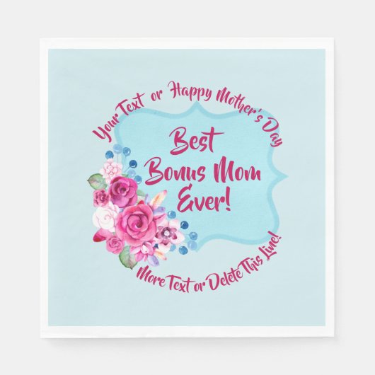 Stap Moederdag Bonus mam Verandering Tekst Gemidde Servet (Voorkant)