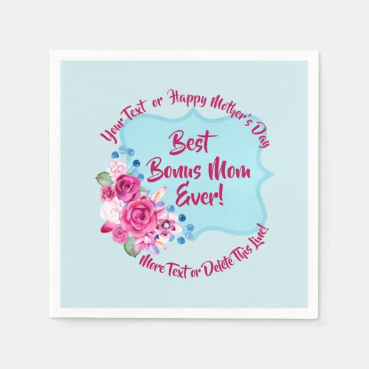 Stap Moederdag Bonus Mam Verandering Tekst Klein Servet (Voorkant)