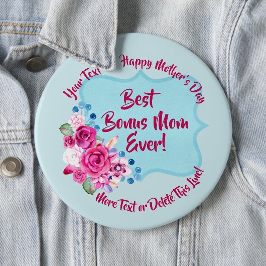 Stap Moederdag Bonus Mam Verandering Tekst kolossa Ronde Button 6,0 Cm (In situ)