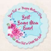 Stap Moederdag Bonus Mam Veranderingstekst Geschik Kartonnen Onderzetters (Voorkant)