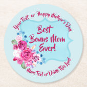 Stap Moederdag Bonus Mam Veranderingstekst Ronde Kartonnen Onderzetter (Voorkant)