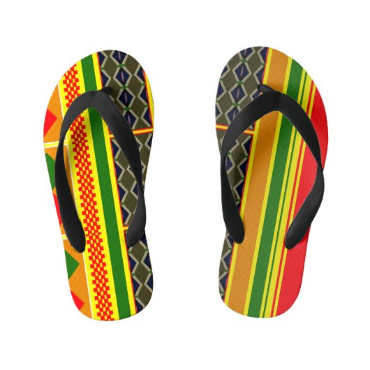 Stap naar de Beat: Kente Ritmes Kinder Teenslippers (Voetbed)