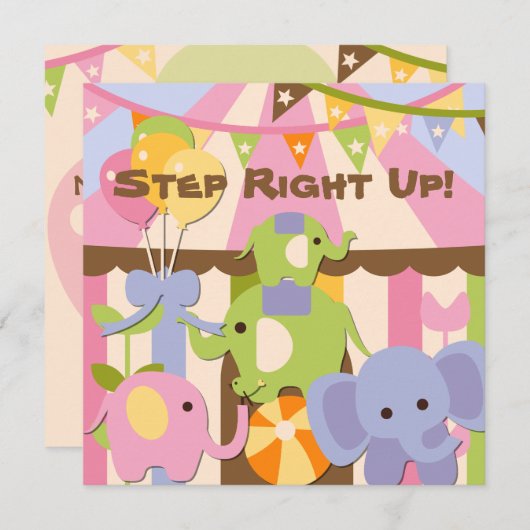 Stap omhoog Circus Birthday Uitnodiging (Voorkant / Achterkant)