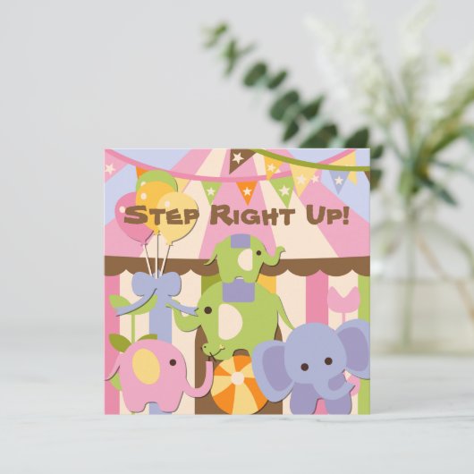 Stap omhoog Circus Birthday Uitnodiging (Staand voorkant)