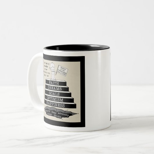 Stap omhoog tweekleurige koffiemok (Voorkant links)