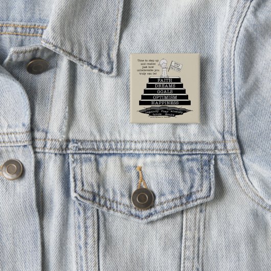 Stap omhoog vierkante button 5,1 cm (In situ)