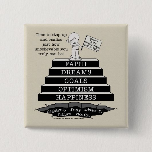 Stap omhoog vierkante button 5,1 cm (Voorkant)